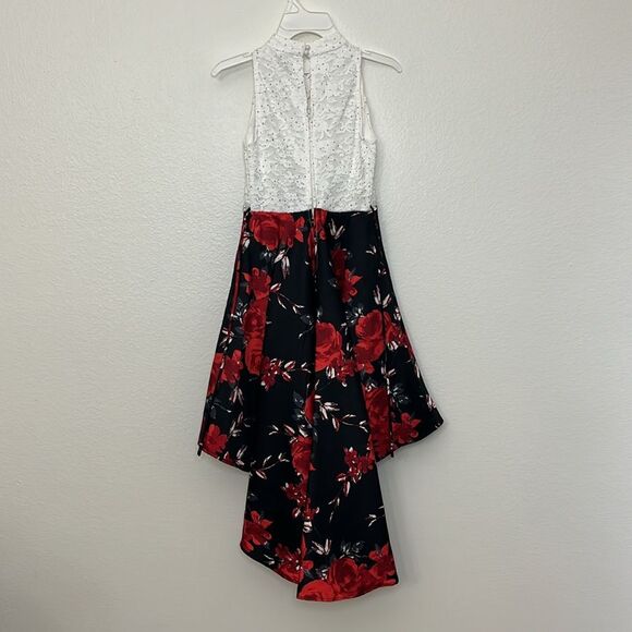 Speechless Girls Sparkling Lace-Floral Hi-Lo Formal Dress Sz 10 - Picture 7 of 13